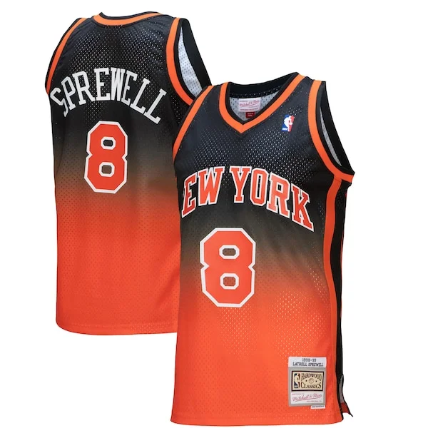 Meraviglioso Latrell Sprewell New York Knicks 1998/99 Hardwood Classics Fadeaway Swingman Player Jersey Orange/Black