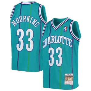 Classico Carino Raffinato Alonzo Mourning Charlotte Hornets Youth 1992/93 Hardwood Classics Swingman Jersey Teal