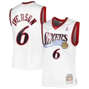 Prestigioso Trendy Lussuoso Allen Iverson Philadelphia 76ers 2001/02 Hardwood Classics Swingman Jersey White/Red