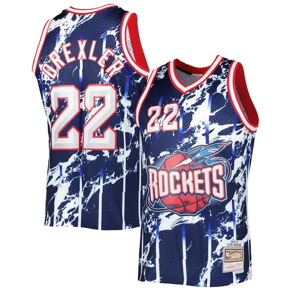 Robusto Pratico Incantevole Clyde Drexler Houston Rockets 1996/97 Hardwood Classics Marble Swingman Jersey Navy