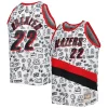 Elegante Clyde Drexler Portland Trail Blazers 1991/92 Hardwood Classics Doodle Swingman Player Jersey White