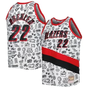 Elegante Clyde Drexler Portland Trail Blazers 1991/92 Hardwood Classics Doodle Swingman Player Jersey White