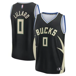 Fantastico Damian Lillard Milwaukee Bucks Youth Fast Break Replica Player Jersey Statement Edition Black