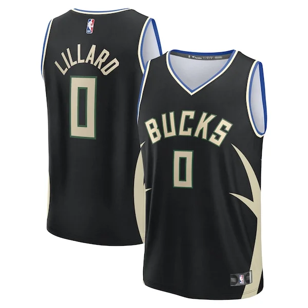 Fantastico Damian Lillard Milwaukee Bucks Youth Fast Break Replica Player Jersey Statement Edition Black