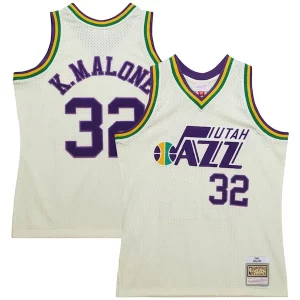 Versatile Karl Malone Utah Jazz Chainstitch Swingman Jersey Cream