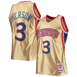 Cool Incantevole Allen Iverson Philadelphia 76ers 75th Anniversary 1996/97 Hardwood Classics Swingman Jersey Gold