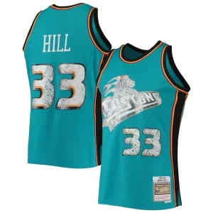 Robusto Grant Hill Detroit Pistons 1998/99 Hardwood Classics NBA 75th Anniversary Diamond Swingman Jersey Teal