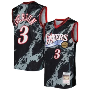 Stupendo Allen Iverson Philadelphia 76ers 2000/01 Hardwood Classics Marble Swingman Jersey Black