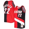 Attraente Clyde Drexler Portland Trail Blazers Hardwood Classics 1991/92 Split Swingman Jersey Red/Black