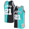 Sofisticato Tim Duncan San Antonio Spurs Hardwood Classics 1998/99 Split Swingman Jersey Black/Teal