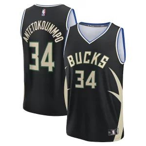Incantevole Cool Magnifico Giannis Antetokounmpo Milwaukee Bucks Youth Fast Break Replica Player Jersey Statement Edition Black