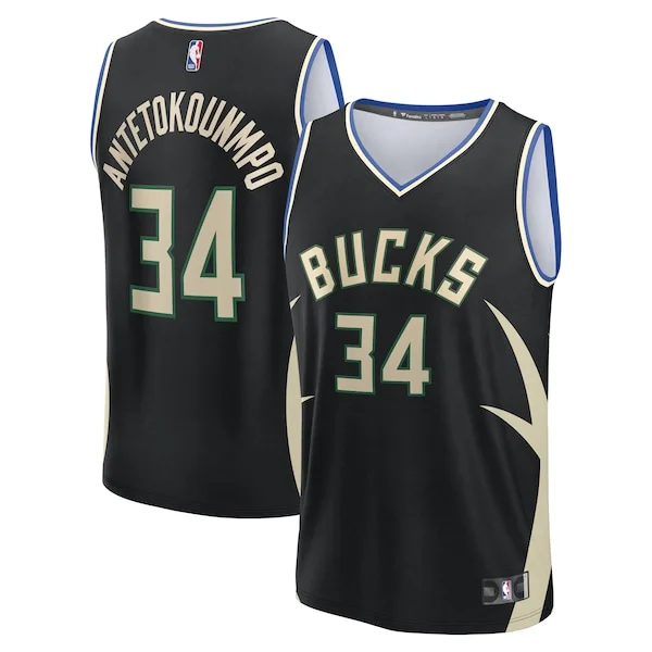 Incantevole Cool Magnifico Giannis Antetokounmpo Milwaukee Bucks Youth Fast Break Replica Player Jersey Statement Edition Black