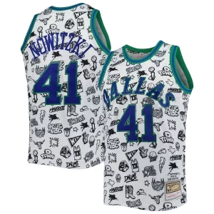 Carino Dirk Nowitzki Dallas Mavericks 1998/99 Hardwood Classics Doodle Swingman Jersey White