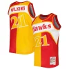 Cool Dominique Wilkins Atlanta Hawks Hardwood Classics 1986/87 Split Swingman Jersey Yellow/Red