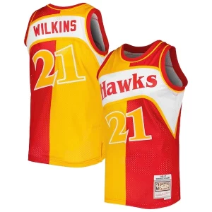 Cool Dominique Wilkins Atlanta Hawks Hardwood Classics 1986/87 Split Swingman Jersey Yellow/Red