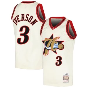 Delizioso Allen Iverson Philadelphia 76ers Chainstitch Swingman Jersey Cream