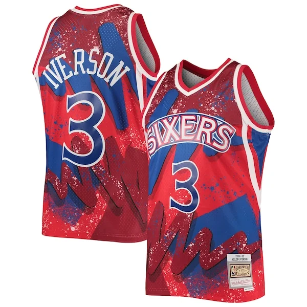Bellissimo Allen Iverson Philadelphia 76ers Hardwood Classics 1996/97 Hyper Hoops Swingman Jersey Red